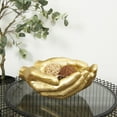 thumbnail image 2 of 15" x 7" Gold Polystone Open Hands Sculpture, by DecMode, 2 of 7