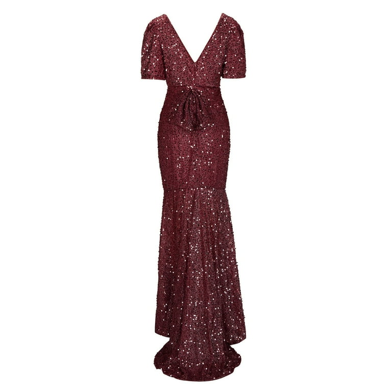 Oplxuo Women's Sequins Formal Evening Dress, Elegant Puff Sleeve Sparkly  Mermaid Maxi Gown Gatsby Party Dresses - Walmart.com