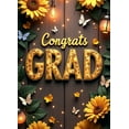 thumbnail image 4 of Congrats Grad Banner Sunflower Decor Backdrop Graduation Party Decoration Background Props Indoor Outdoor Celebration Removable Easy Setup, 4 of 4