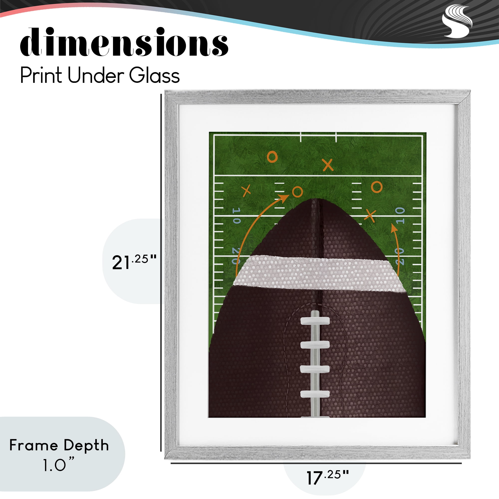 Stupell Industries Football Field Tactics Gray Framed Print Under Glass, design by Jennifer Stith