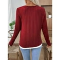 thumbnail image 2 of Mengpipi Women’s Tops Fall Spring Long Sleeve Crew Neck V Neck Two-in-One Ribbed Knit Cuff Detail Fashion Casual Blouses Henley Shirts S-2XL, 2 of 7