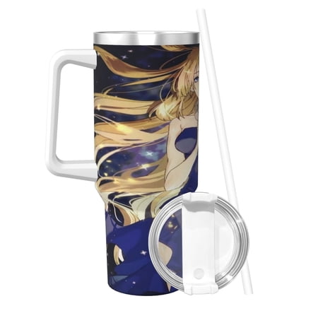 

40 OZ Ruri Ice Bully Cup with Handle Straw Lid Double Wall Stainless Steel Tumbler Travel Coffee Cup Beautiful Insulation and Cooling Cup for Christmas Birthday Present