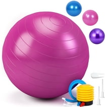 Pilates Ball, Exercise Yoga Ball Anti-Burst Stability Ball Chair with Quick Pump, Workout Fitness Balance Ball for Pregnancy, Office, Home Gym (Pink 65 cm)