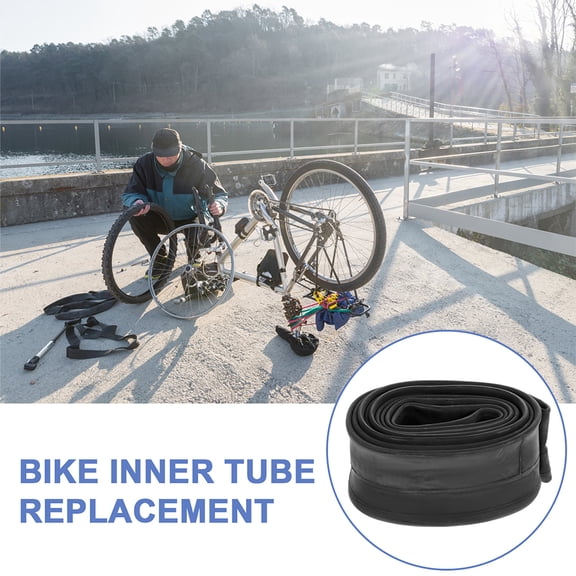 Bike Inner Tube with Valve for 26inch Wheels 1.95/2.125 Black Rubber Durable for Bike Use
