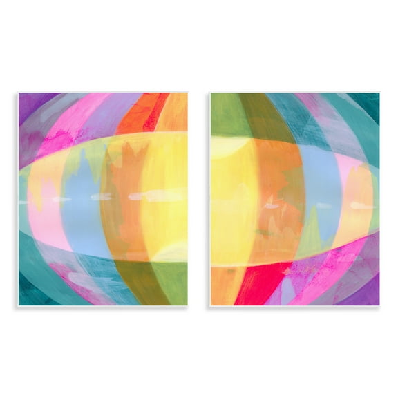 Stupell Industries Oblique Neon Flare 2 Piece Wall Plaque Art Set design by Grace Popp, 14 x 11