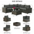 thumbnail image 5 of Kullavik Patio 6-Piece Steel Outdoor Wicker Sectional Sets with Cushions,Grey, 5 of 5