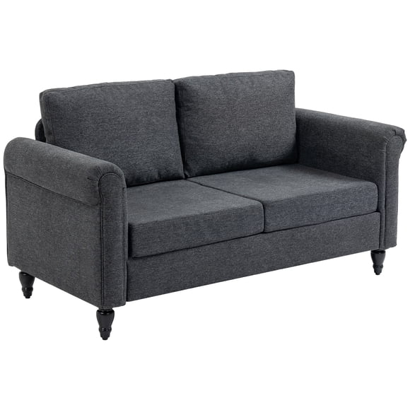HOMCOM Causeuse avec Accoudoirs Courbés, Causeuse avec Siège Rembourré, Gris Foncé