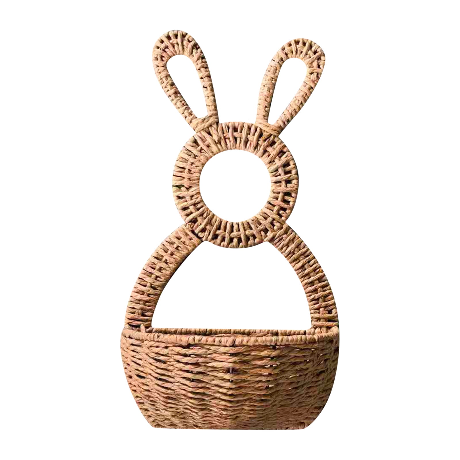 HaCpiu Easter Bunny Shaped Woven Basket, 15.7" Handwoven Rattan Rabbit Hanging Storage Basket, Easter Decor for Wall, Planter, Spring Celebrations & Home Decor