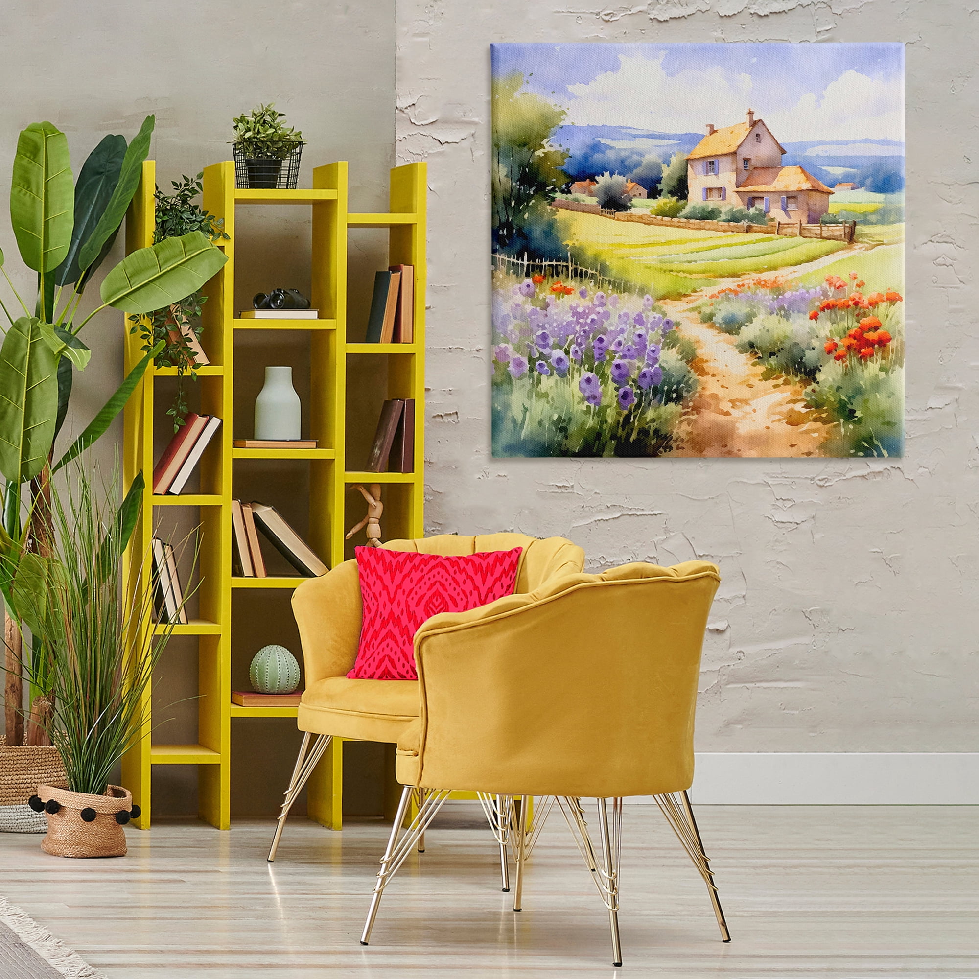 Stupell Industries Summer Lavender Farm Landscape & Nature Painting Wrapped Canvas Art Print Wall Art, 36 x 36