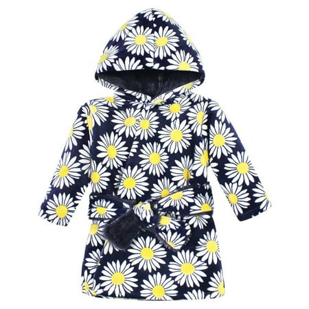 

Hudson Baby Infant Girl Mink with Faux Fur Lining Pool and Beach Robe Cover-ups Navy Daisy 6-12 Months