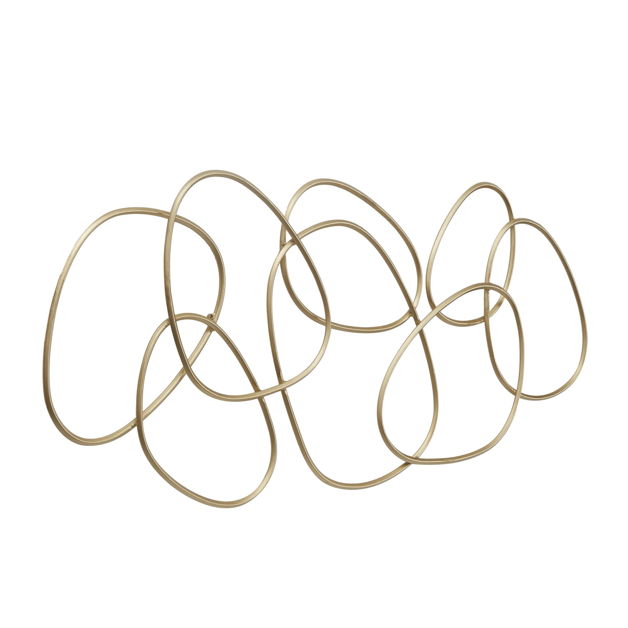 CosmoLiving by Cosmpolitan Contemporary Metal Round Abstract Design Wall Décor, 43"W x 22"H with Gold Polished Finish