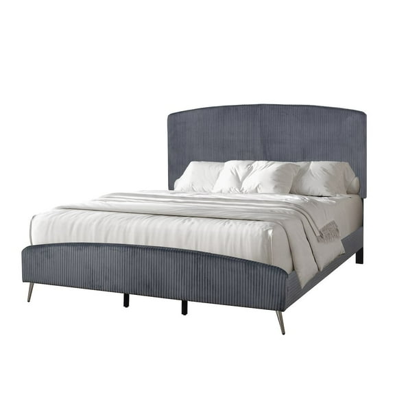 New Classic Furniture Kailani Wood California King Upholstered Bed in Gray