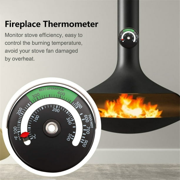 Ventilateur de poele a bois 7 pales - Ventilateur de bu cher + thermometre  de cheminee, ventilateur
