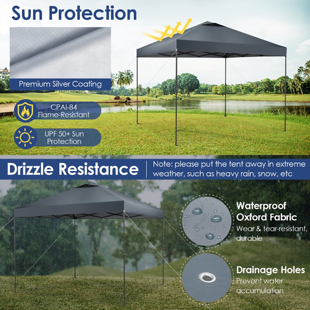 Aimee Lii 10 x 10 Feet Foldable Outdoor Instant Pop-up Canopy with Carry Bag, Backyard Canopy Gazebo for Party Camping BBQ Events, Gray