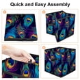 thumbnail image 4 of Peacock Feathers Foldable Toy Box with Handle, 10.8"x10.5"x10.6", Large Capacity Cube Organizer Bins, 4 of 6