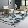 thumbnail image 3 of Modern Contemporary Urban Design Living Lounge Room Area Rug Runner Floor Carpet, Distressed Vintage Style, Fabric, Multi Blue, 3 of 7