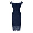 thumbnail image 4 of Robes pour Femmes 2024 Été Surdimensionné Couleur Col en V Manches Courtes Épaules Dénudées Dentelle Ajourée Robe 50 % de Réduction!, 4 of 8