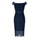 thumbnail image 4 of Puntoco Vestido De Manga Corta Con Cuello En V, Color Sólido Para Mujer, Un Hombro, Manga Corta, Cuello En V, Encaje, Vestido Con Cubierta De Cadera Hueca, Vestido Azul Oscuro S, 4 of 8