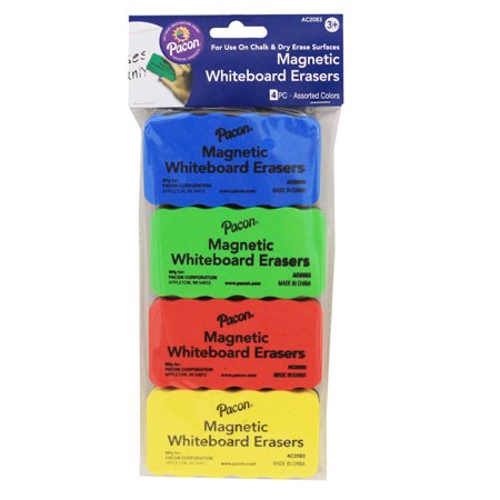 Creativity Street Magnetic Eraser, Assorted Colors, 4 Count