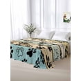 thumbnail image 5 of Teal Brown Paw Prints Twim XL Size Flat Sheet, Wrinkleproof & Fadeproof Cooling Flat Bed Sheet Only, Vintage Farmhouse Wooden Grain Breathable Soft Bedding Top Sheets 66 x 102 Inches, 5 of 8
