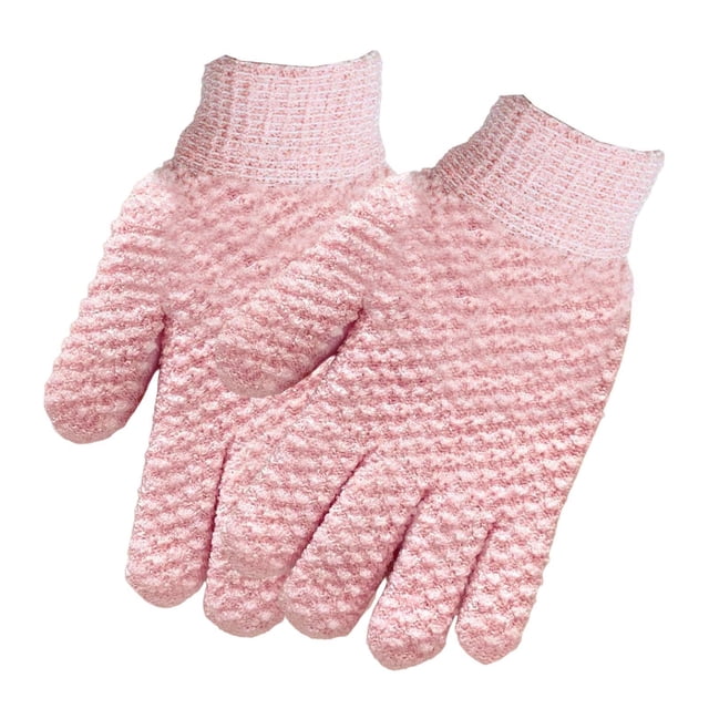 2 guantes de baño exfoliantes, exfoliantes corporales, exfoliantes corporales, SPA, eliminación de piel muerta. Rosa