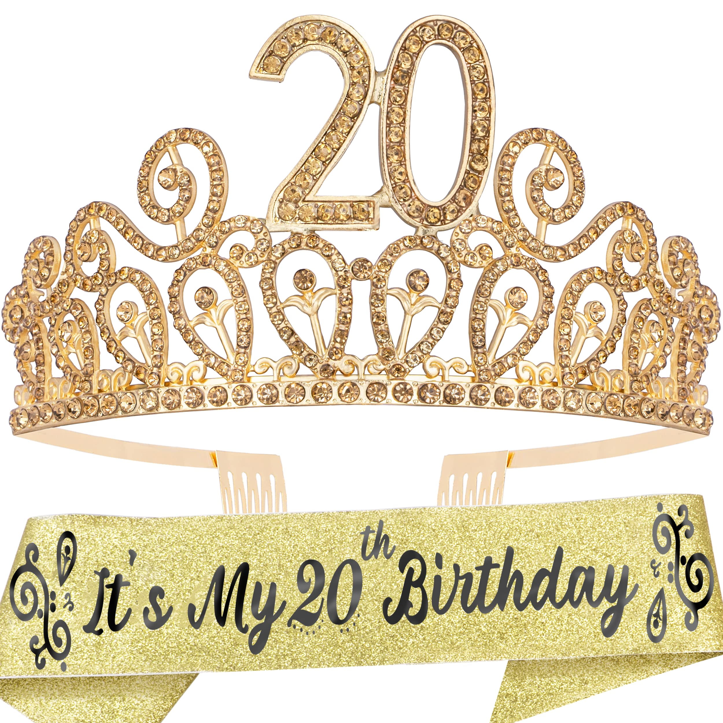 20th Birthday 20th Birthday Decorations for Women 20th Birthday Tiara and Sash 20th