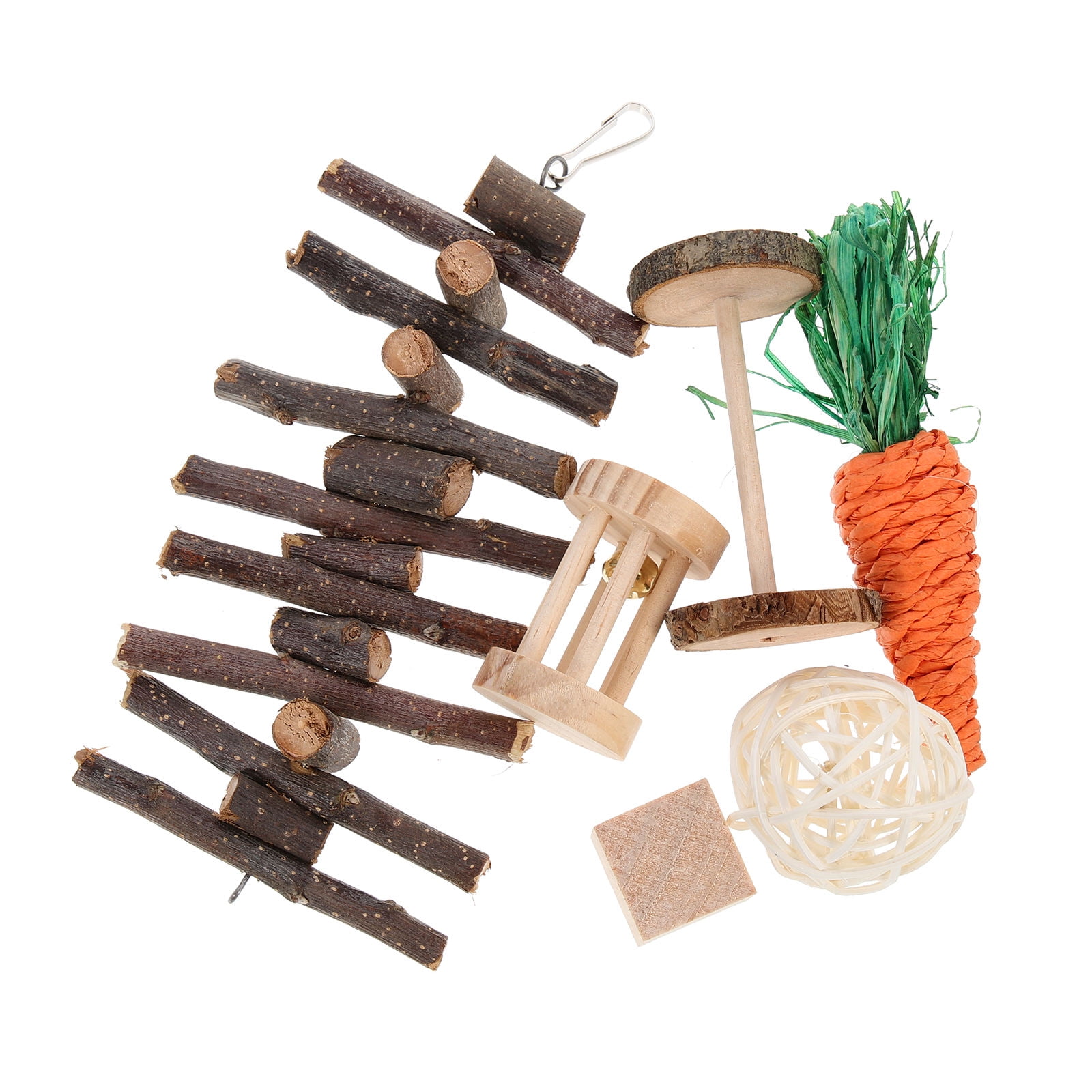 LOLIPPYY 6-Pack Small Animal Chew Toys, Assorted Color Wooden Pet Toys for Teeth Grinding and Chewing