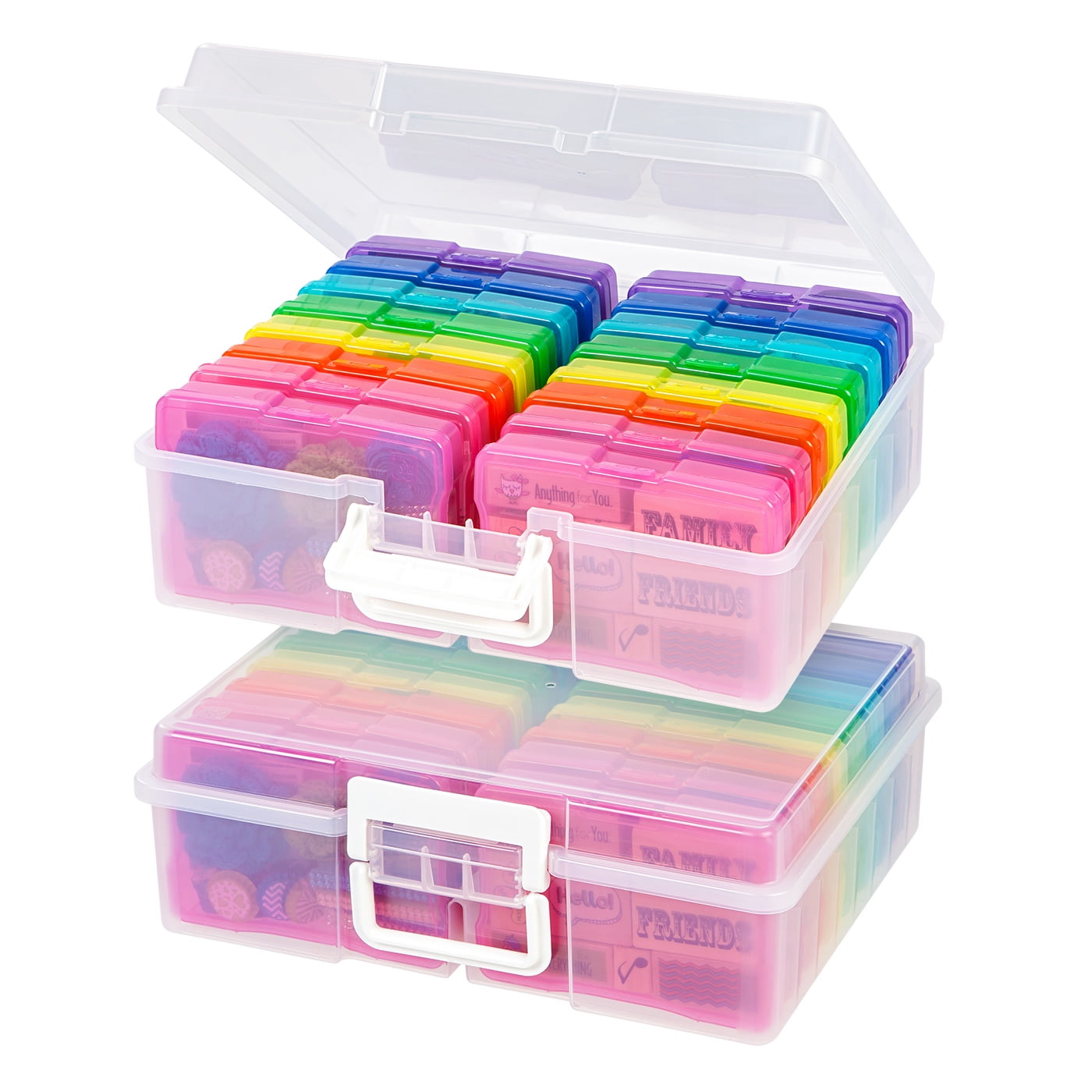 16 Inner Photo Keeper Novelinks Photo Case 4 x 6 Photo Storage Box Multi-Colored + Clear + Clear 