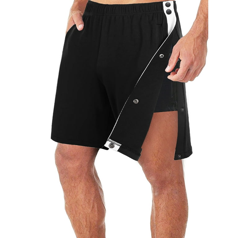 JustVH Men Athletic Snap Post Surgery Medical Recovery Shorts