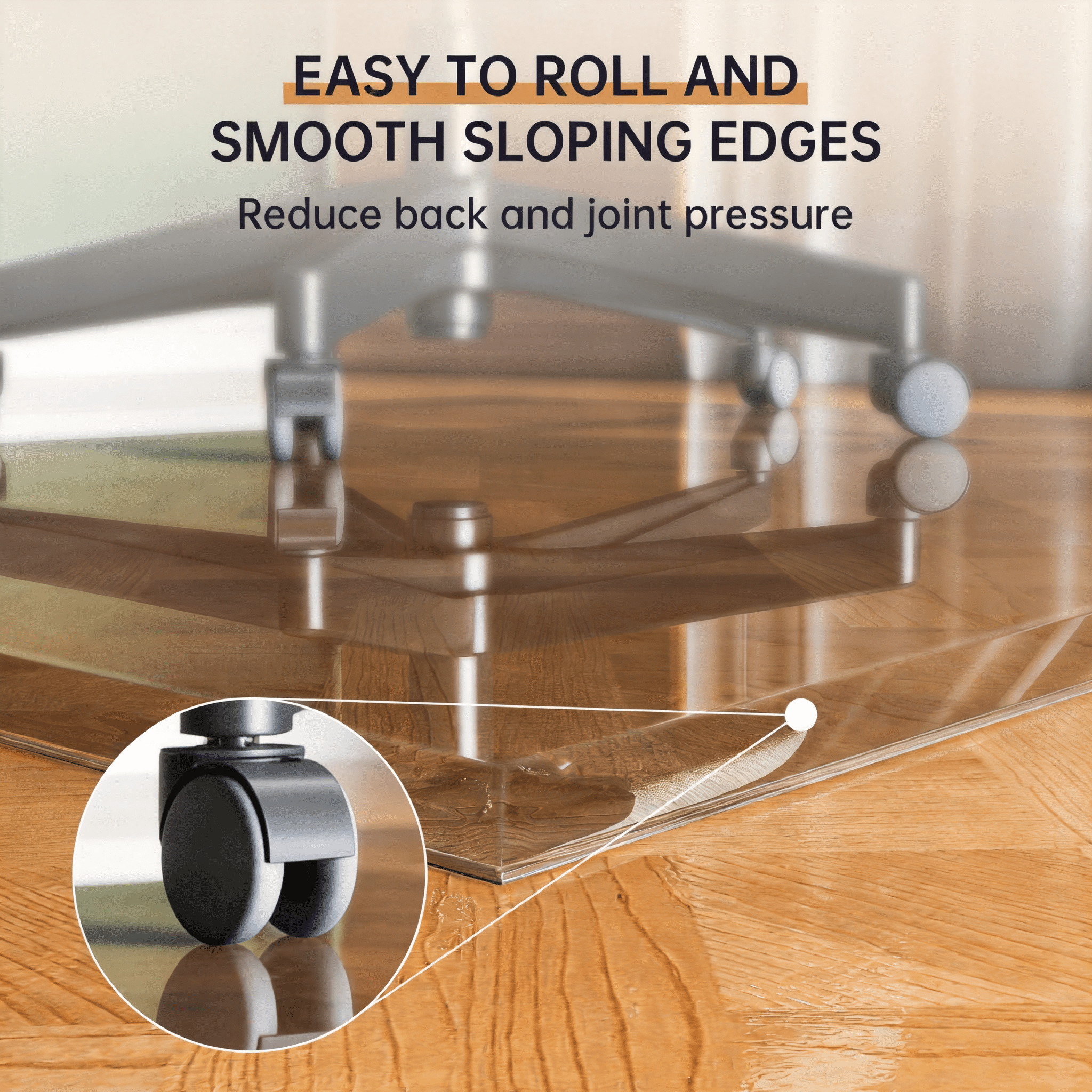 48x36-Inch Tempered Glass Chair Mat with Beveled Edge, 5mm Thick Office Floor Mat and Desk Protector for Hardwood Floors and Carpet, 1000 lb, Transparent