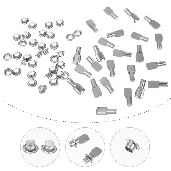 WHAMVOX 50 Sets Steel Shelf Clips Pegs for Shelves Cabinet Pins Silver