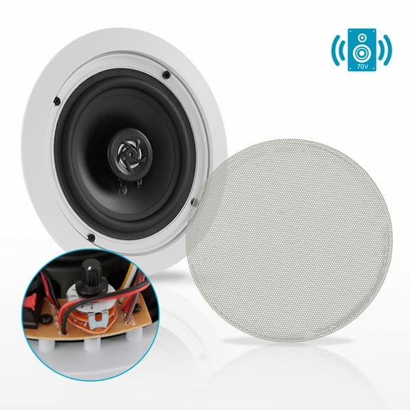 PYLE PDIC63T - 6.5’’ In-Wall / In-Ceiling 70V Speaker - Flush Mount Low-Profile Speaker with 70 Volt Transformer (500 Watt)