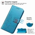 thumbnail image 3 of Dteck Case For Samsung Galaxy A70 Wallet Case, Wallet Flip Folio Case Kickstand Card Slots Embossed Four-leaf Clover PU Leather Wallet Shockproof TPU Bumper Ultral Slim Cover - Blue, 3 of 8