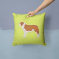 thumbnail image 2 of Saint Bernard Checkerboard Green Fabric Decorative Pillow, 2 of 4