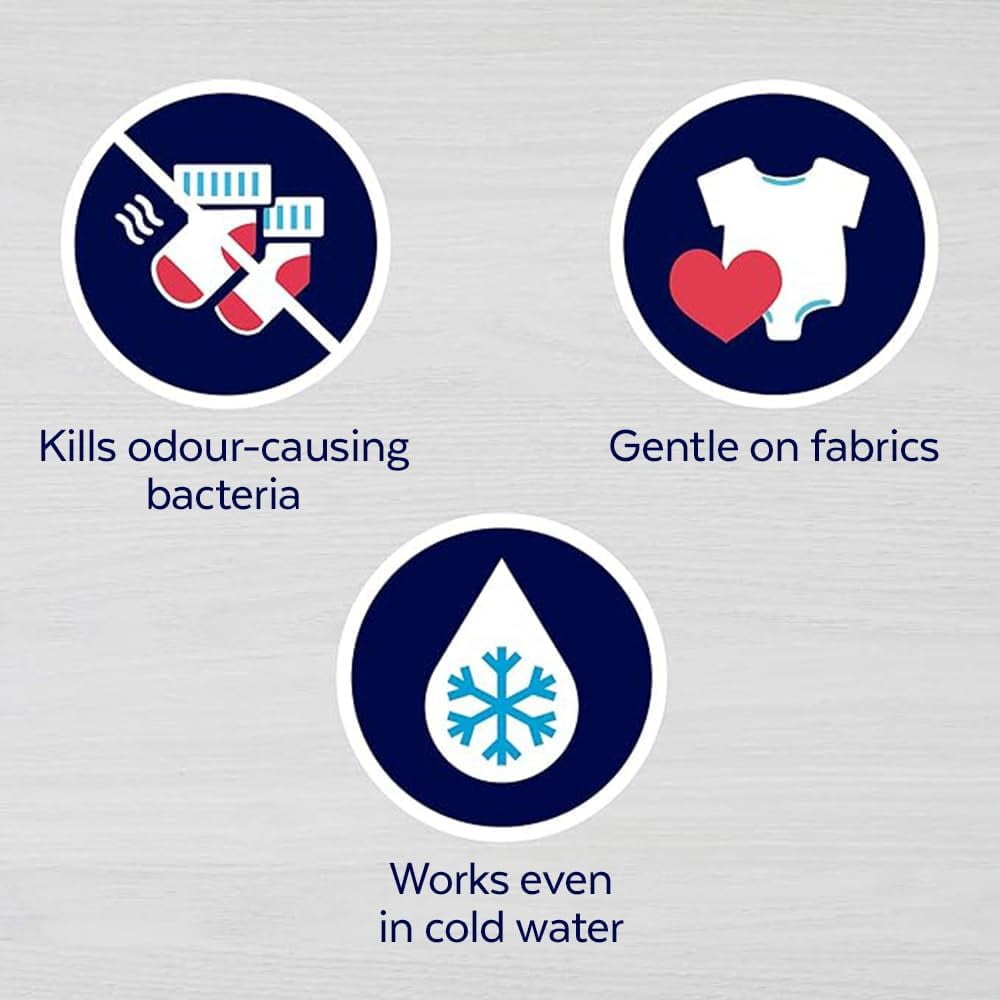 Lysol Désinfectant pour lessive, éliminateur d'odeurs, 0 % d'eau de Javel, élimine les germes que les détergents peuvent laisser derrière eux, 1.2 l