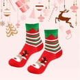 thumbnail image 2 of Arlun 1 Pair Cute Christmas Medium Tube Socks for Women Funny X-Mas Santa Claus Reindeer and Snowman Graphic Fuzzy Novelty Socks Fashion Soft Comfort Warm Mid-Calf Socks Red2 One Size, 2 of 4