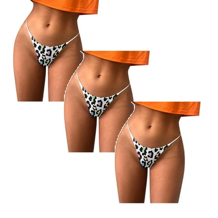

Womens Underwear Brief Thong Fashion Print Soft Comfortable Breathable Low Waist Panties3PC