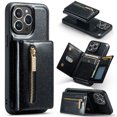 thumbnail image 1 of K-Lion Wallet Case for iPhone 14 Pro Max Luxury Glitter Bling Leather Design Detachable Card Slots Zipper Pocket Magnetic Clasp Kickstand Shockproof Purse Case For iPhone 14 Pro Max 6.7,Black, 1 of 9