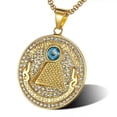 thumbnail image 2 of K-KED Mens Egyptian Rap Hip Hop Pyramid Eye of Providence Pendant Necklace-Silver, 2 of 6
