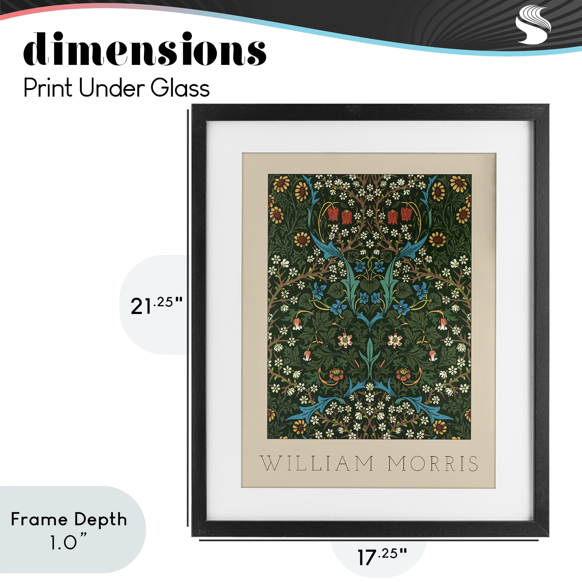 Stupell Industries Ornate Botanicals William Morris Black Framed Print Under Glass, design by Lil' Rue