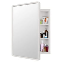 Bathroom Medicine Cabinet with Mirror, Solid Wood Framed, Wall Mounted/Recessed, Storage, 16x24 inch (White) Large