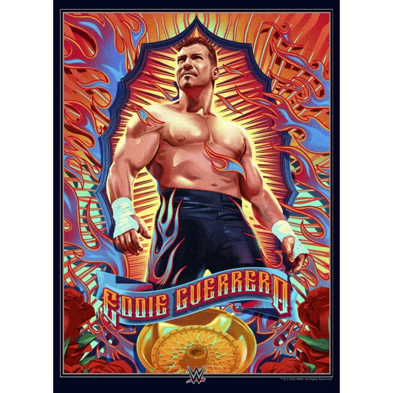 WWE Men's Eddie Guerrero Poster Graphic Tee, Navy Blue, Medium