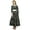Black, variant on Bimba Printed Casual Women's Ankle Length Black Cotton Flared A-line Dress - 4