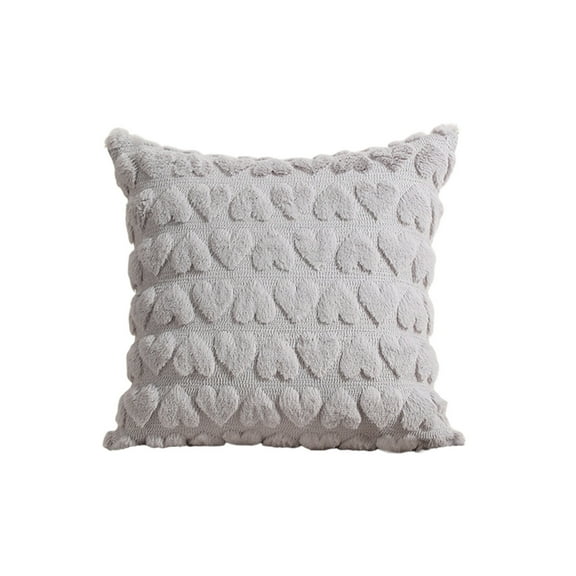 Red Quilted Heart Shaped Pillow Cover Washable Polyester Soft Plush For Living Room Sofa Bedroom Decor Cushion Cover 15.75X15.75In