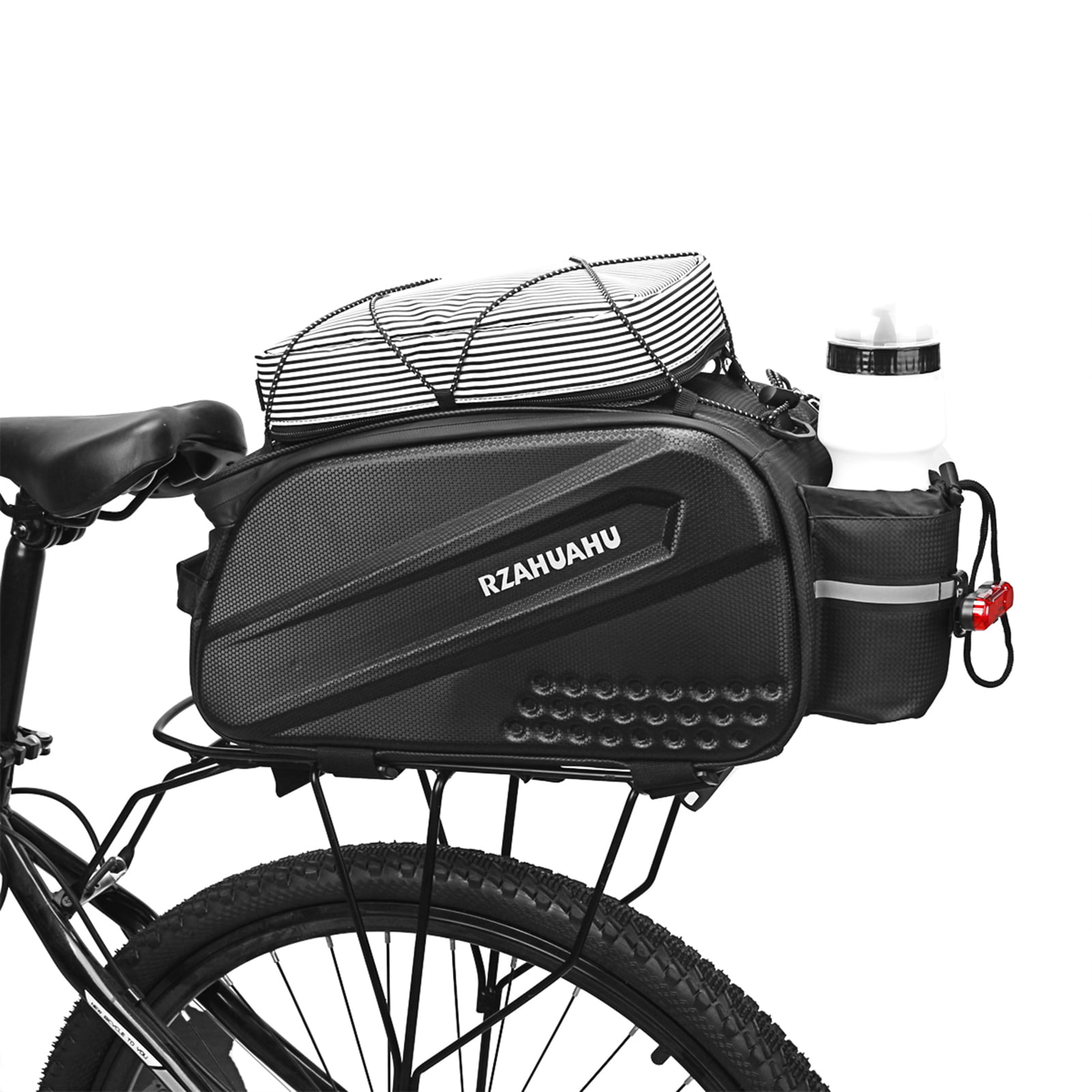 10L Bicycle Rear Rack Bag Insulated Storage 14.966.16.3 inch Homa Bike Rear Rack Bag with Tail Light Design Bicycle Seat Multifunctional Insulated Trunk Cooler Bag 