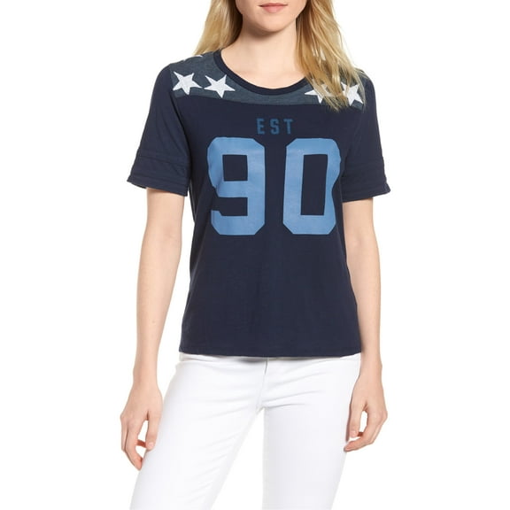 Lucky Brand Graphic-Print Football T-Shirt (Navy, XS)