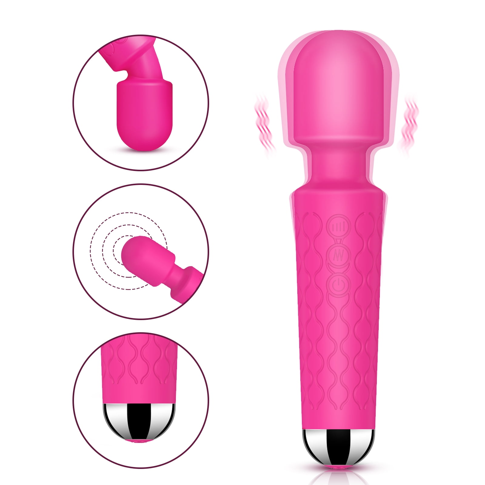 QVOX Handheld Personal Wand Massager, 20 Vibration Modes,8 Vibration Intensities Vibrator, Wireless Waterproof Rechargeable Female Sex Toy