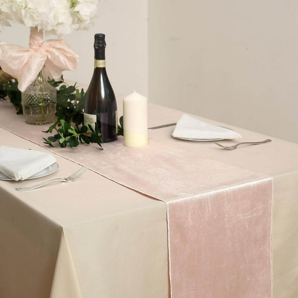 Efavormart 12" x 107" Blush / Rose Gold Premium Velvet Table Runner For