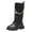 b#Black656, variant on CAIVO Children Shoes Flat Thick Heel Boots Fashion Warm Long Belt Chain Sock Boots Kids Cozy Shoes Solid Color Footwear