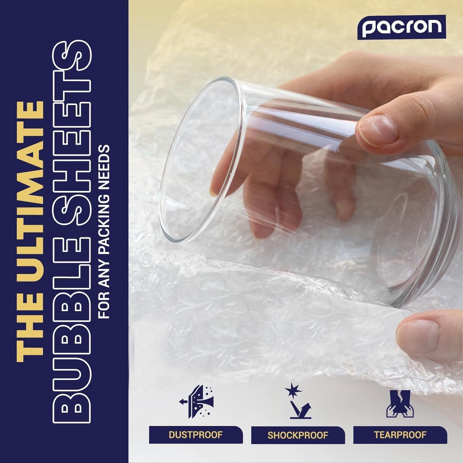 Pacron Bubble Wrap Sheets  12x12, 75-Count - Eco-Friendly Wrap for Shipping Fragile Items
